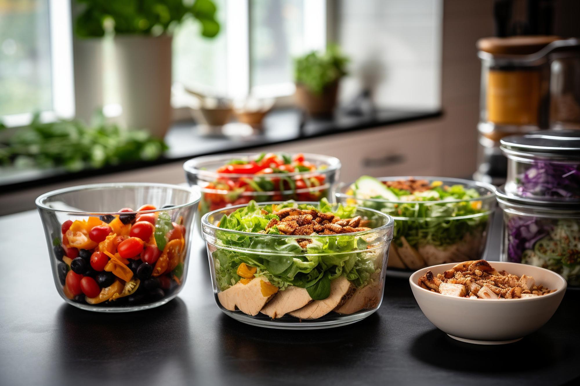 Kitchen prep with fresh ingredients in bowls